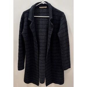 Chiaramente Wool Blend Open Cardigan Sweater Jacket Womens Size M Black Charcoal